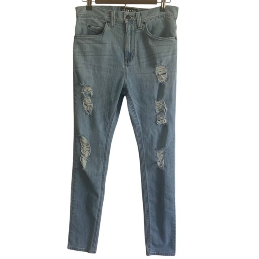 Empyre Verge Jeans 30 Y2K Indie Skater Ripped Light Wash Distressed Skinny Denim
